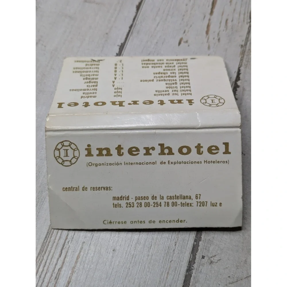 Vintage Matchbook Cover Hotel Luz Palacio Madrid‎ Interhotel 40 strike